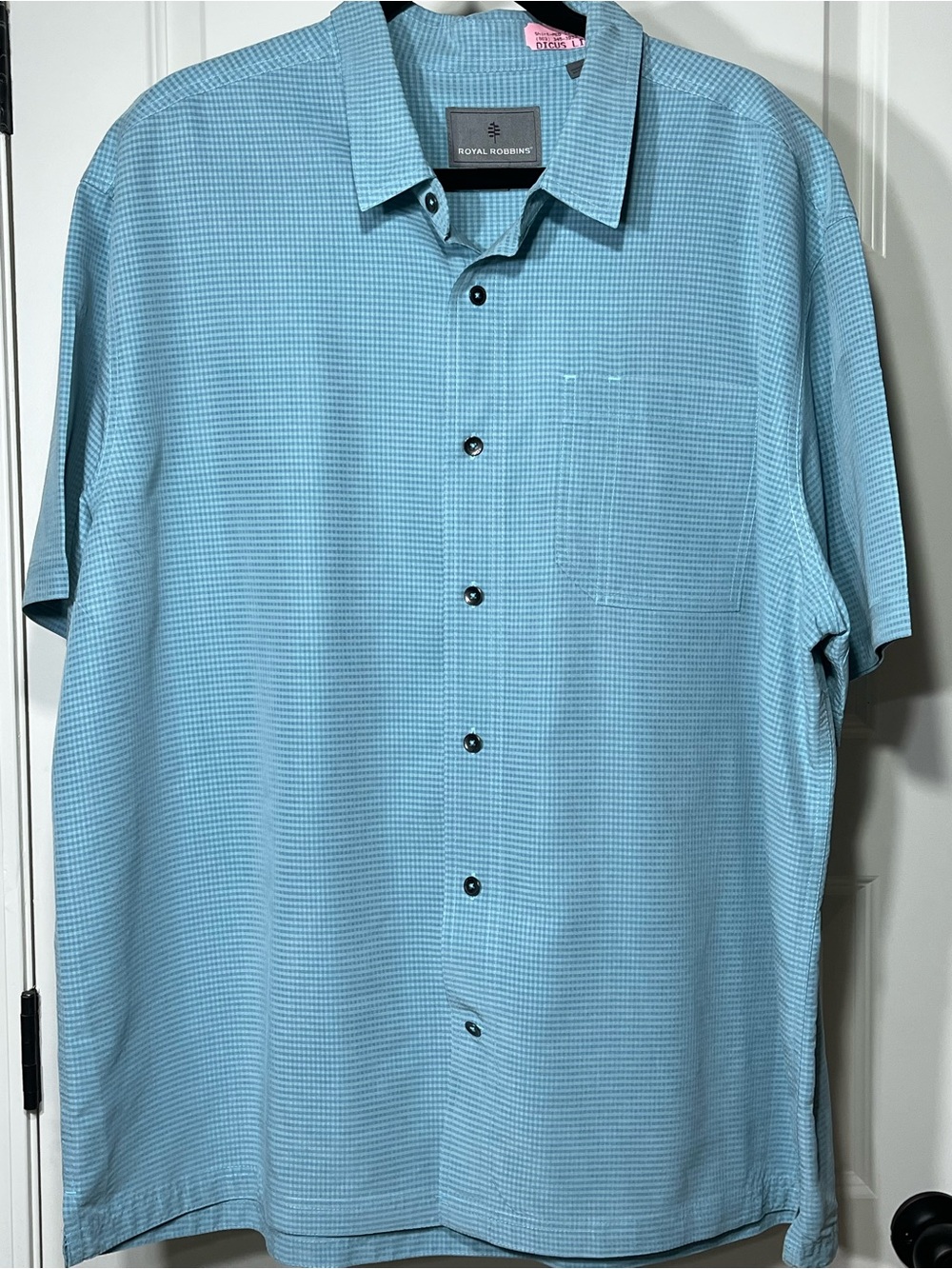 Royal Robbins XXL Blue Check Short Sleeve Button Front Shirt Relaxed Fit